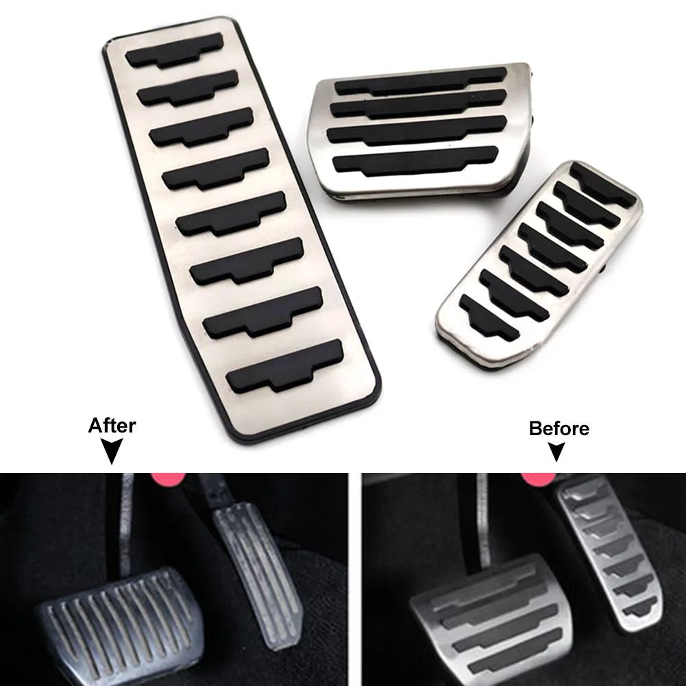 3Pcs AT Car Foot Gas Brake Pedals Cover Kit For Jaguar XF XE F-PACE E-PA... - $32.07