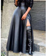 PU Leather High Slit Pocket Design Skirt - $54.95