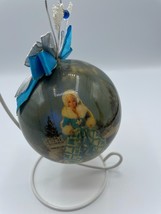 Barbie Doll Holiday Christmas Decoupage Ornament 4&quot; Ball &amp; Stand Vintage  - £3.76 GBP