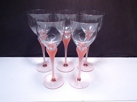 5 Vintage Mikasa SEA MIST Coral Frosted Pink Crystal Water Goblets ~ W. ... - $82.14 CAD