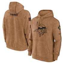 Pullover Hoodie Men&#39;s Minnesota Vikings 2023 Salute to Service Brown Color S-3XL - £47.77 GBP