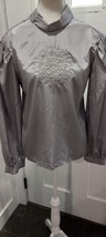 Vintage Ann Chabrol Women Embroided Top Shirt Size 10 High Collar - $16.99