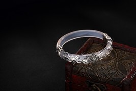 925 Silver Four Leaf Clover Bangles for Women Transparent Gemstone Bangle Ethnic - £74.57 GBP