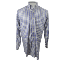 Peter Millar Men Dress Shirt long sleeve L check purple p2p 25.5&quot; check 15&quot; - $34.64