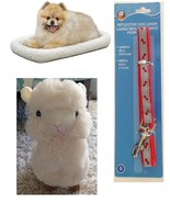 New Puppy or Small Dog Bed Lot Soft Nesting Bed + Red Leash + Llama Chew... - $18.99