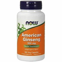 NEW NOW American Ginseng Non-GMO Soy Free Vegan 500 mg 100 Capsules - $19.62