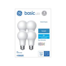 GE Basic Light Bulbs, 60 Watt, Soft White, A19 (4 Pack) - $12.50