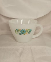 Vintage Fire King Anchor Hocking Cup Bonnie Blue Carnations Pattern Milk Glass - £11.05 GBP