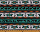 Tucson Turquoise Aztec Horses Dreamcatchers Cotton Fabric Print by Yard ... - $12.95