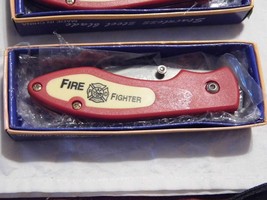 &quot;Fire Fighter&quot; Red Collectible Folding Pocket Knife  NEW  Service Thru C... - $14.24