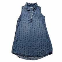 Epic Threads Top Womens Med Jean Blue Sleeveless Button Up With Arrows T... - $11.52