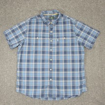 G. H. Bass &amp; Co Men&#39;s Button Up Shirt Short Sleeve Blue Plaid Size XXL - $13.31