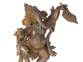21" Rare Lord Ganesha Holding Bananas| Madhuchista Vidhana Panchaloha Bronze - $3,799.00
