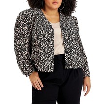 MSRP $109 Bar III Women&#39;s Plus Puff Sleeve Animal Print Blazer Coat, Siz... - $24.37