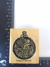 Pocket Watch Embellished Vines Mountain Scene Rubber Stamp Stampin Up 2000 - $5.15