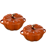 Ceramic 2-Pc 16-Oz Petite Pumpkin Cocotte Set- Burnt Orange - $3,037.01 MXN