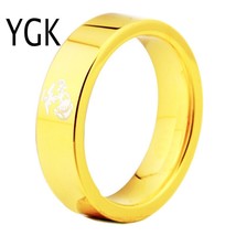 Brand 6MM Golden Pipe Army Ring USMC Design Men&#39;s Tungsten Comfort Fit Ring - £28.93 GBP
