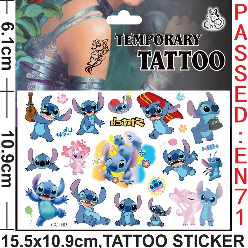 Disney Movies Lilo Stitch Tattoo Stickers 8styles Stitch Cute Anime Figu... - $3.12 CAD
