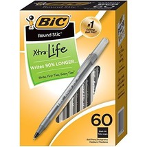 BIC Round Stic Ball Pen, Medium Point, 1.0 mm, Black, 60 Pens (GSM609-Blk)  - $31.00