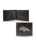 Denver Broncos Wallet Billfold Leather Embroidered Black - $1,350.10 MXN