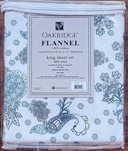 Oakridge ~ 4-Piece Set ~ King Size Flannel Sheets ~ Blue Paisley ~ 100% Cotton - £47.05 GBP