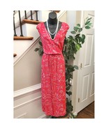 Old Navy Women&#39;s Red Floral 100% Rayon Sleeveless V-Neck Long Maxi Dress... - $37.74 CAD