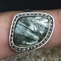 925 Sterling Silver Natural Seraphinite Handmade Women Ring Size 4-12 Gift - £39.30 GBP