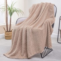 Large Flannel Fleece Throw Blanket, 50X70 Inches Soft Jacquard Weave Leaves Patt - £23.69 GBP