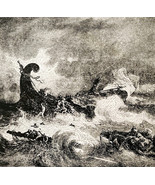1922 Paul&#39;s Ship Wrecked Mediterranean Wood Engraving Bible Story Vintag... - $19.99