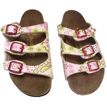 Papillio Girls Sandals Size 32 13.5 Floral Pink Green Birkenstock Slip On - £5.51 GBP