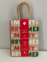 Pack of 5 Hallmark Christmas Gift Bag Merry Christmas 6&quot; x 3.5&quot; x7.8&quot; Sm... - $9.89
