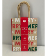 Pack of 5 Hallmark Christmas Gift Bag Merry Christmas 6&quot; x 3.5&quot; x7.8&quot; Sm... - $179.89 MXN