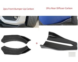 2PCS Front Bumper Lip Protector + 2PCS Rear Diffuser Carbon Look Universal - $38.00