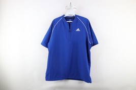 Adidas Mens Size XL Spell Out Short Sleeve Half Zip Pullover Jacket Royal Blue - £34.32 GBP