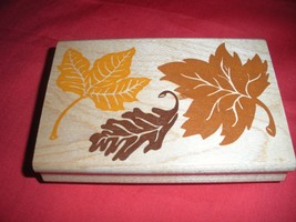 Posh Impressions Falling Leaves Wood Mounted Rubber Stamp  #Z720F NEW 1995 - £6.38 GBP