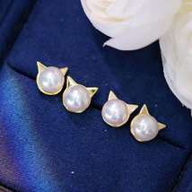 Dreaming Kitty Love Freshwater Pearls Earrings H20224756 - £39.62 GBP
