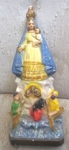 Vintage Chalkware Virgin Mary Statue Baby Jesus Angels Fisherman 16&quot; Tall - £73.21 GBP