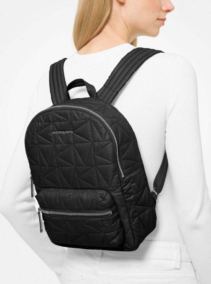 Michael Kors Winnie Medium Quilted Nylon Black Backpack 35T0UW4B2C NWT
