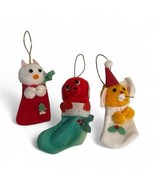 Russ Berrie Felt PomPom Christmas Tree Ornaments Santa Mouse, Kitty Cat ... - $14.70