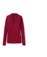Lands End Women&#39;s Lofty Textured Open Cardigan Sweater Deep Scarlet New - $473.02 MXN