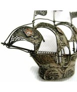 Antique Brooch Filigree Multiple Pirate Ship Boat Water British Sterling... - £188.59 GBP