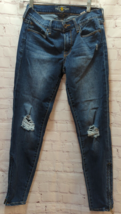 Lucky Brand Sofia skinny blue jeans 6 28x29 dark distressed stretch side... - $19.79