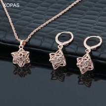 XOPAS Hot Sale Zircon Jewelry Set Fashion Square Earrings &amp; Necklace/ Pe... - £9.75 GBP