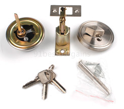 Satin Nickel Single Cylinder Dead Bolt Residential Door Lock Set W/3 Keys - $27.54