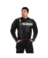 Men,s Yamaha Black &amp; White Cowhide Leather Motorbike/Motorcycle Jacket C... - $2,780.12 MXN
