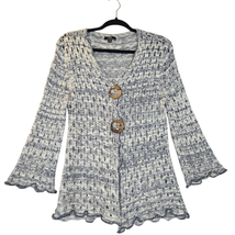 Lisa International Womens Medium Cardigan Sweater Open Crochet Boho Prairie - $240.17 MXN