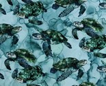 CotCotton Sea Turtles Aquatic Blue Fabric Print by the Yard D488.56 - £12.56 GBP