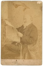 Rare c1880s ID&#39;d Cabinet Card G. Bretz Older Man with Beard Reading Newspaper - £146.92 GBP