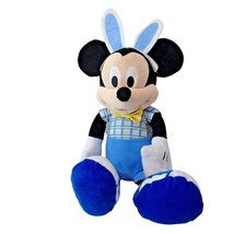 Disney Easter Mickey Mouse Blue Plaid Shirt 20 in Plush Bunny Rabbit Ears - £7.82 GBP