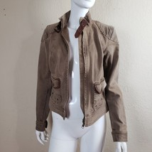 Ralph Lauren Lauren Jeans Co Jacket Canvas Leather Trim Khaki Fall Trend... - £59.75 GBP